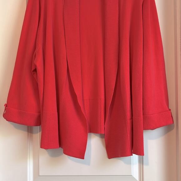 Avenue 3/4 Sleeve Open Front Coral Color Cardigan Seeater - Picture 3 of 11